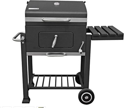 Kömürlü Mangal Fırınlı Büyük Barbekü Termometreli Tekerlekli