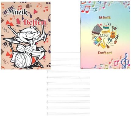 Defteri Büyük Boy A4 40 Yaprak Karton Kapak Sol Anahtarlı Kareli Müzik Defteri 1 Adet Ten Rengi