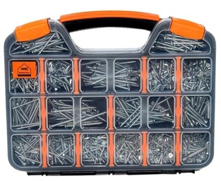 1231 Parça 16 Çeşit Vida Seti, Bits Matkap Ucu- Büyük Sunta Vidası Seti-Vida Organizer Çantası