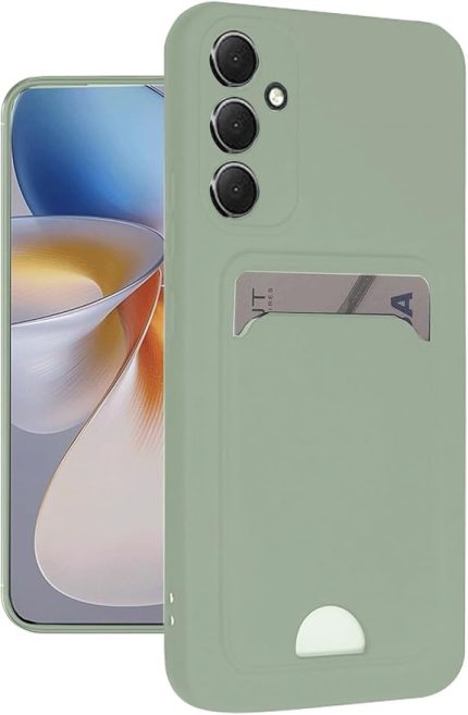 Samsung Galaxy A16 ile uyumlu Kılıf Kartvizitli Kartlıklı Kamera Korumalı Galaxy A16-5G ile uyumlu Kapak Silikon Soft ve Pürüzsüz Dış Yüzey (SU Yeşil, Galaxy A16)