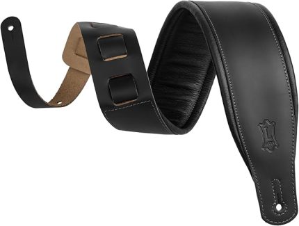 M26PD-BLK Gitar Askısı Top Grain Leather 3" - Siyah