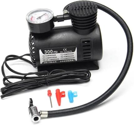Hava Kompresörü 12V Araç Tipi Çakmaklık Araba Bisiklet Teker Lastik Şambrel Top Şişirme 300 Psı