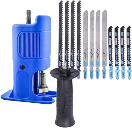 Kuyruğu Testere Adaptörü Elektrikli Matkap Modifiye Testere Ataşmanı Elektrikli Matkap - Tilki Kuyruğu Testere Dönüştürücü B Testere ile Ahşap/PVC/Metal için Yedek Kesici Alet Mavi