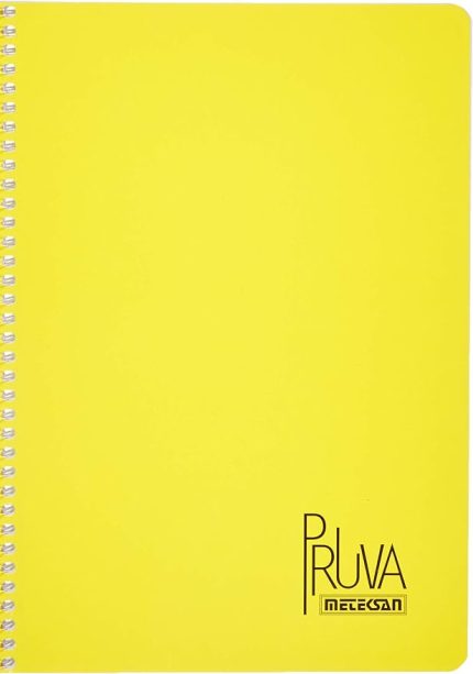 Pruva A4 Pet Spiralli Karton Kapaklı Defter 144 Yaprak - Kareli - Sarı