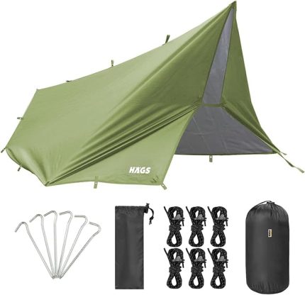 Su Geçirmez Tarp Tente Gölgelik Örtü, 4 Mevsim Taşınabilir Örtü Branda Çok İşlevli Outdoor Açık Hava Kamp Seyahat Tente Branda Yağmurluk, Güneşlik Karavan Yan Gölgelik Çadır 300x300 cm - Yeşil