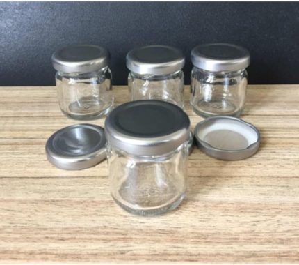 - 10 Adet 40 Cc Cam Kavanoz - Gümüş Kapak - Hediyelik, Hobi, Düğün, Nişan-Mini Kavanoz