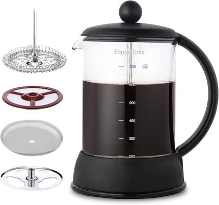 Eclipse French Press Borosilikat Camlı Kahve Çay Makinesi, 800ml siyah