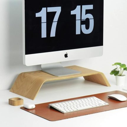 Wood Dayanıklı Ağaç Monitör Ayağı ve Yükseltici Bilgisayar Standı (Kayın)