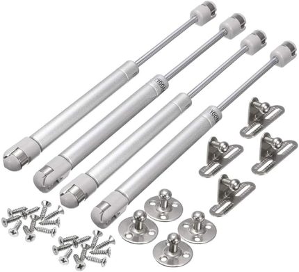 Gazlı Asansör Direği, Mutfak Dolabı, Gardırop Dolabı, Pnömatik Destek, Gazlı Yaylı Amortisör Menteşesi, 100N Kapaklı Bağlantı Elemanları için, Yumuşak Kapanma Konağı, 4'lü Paket