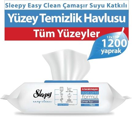 Easy Clean Çamaşır Suyu Katkılı Yüzey Temizlik Havlusu&Mendili 12x100 (1200 Yaprak)