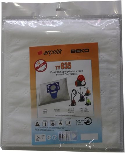 Bags | Arçelik ile Uyumlu S 6355 Elektrikli Süpürgeye Uygun Sentetik Toz Torbası