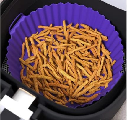 Airfryer Silikon Pişirme Kabı 20x5 Cm Bpa içermez Airfryer Pişirme Kağıdı, Yapışmaz Kolay Temizlenir, Silikon Pişirme Kalıbı (MOR)