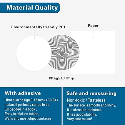 adet TimesKey NFC Çıkartması NTAG 213 Tam Programlanabilir NTAG213 NFC Etiketleri Dairesel Çıkartmalar, Android ve Diğer NFC Etkin Cihazlarla Uyumlu 144 Bayt Bellek - Görsel 3