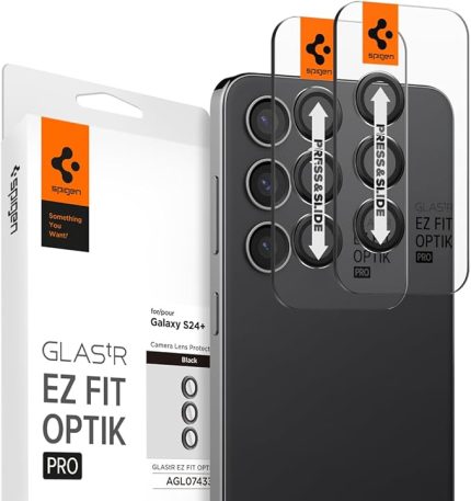 Samsung Galaxy S24 Plus ile Uyumlu Kamera Lens Camı Koruyucu Kolay Kurulum GLAS.tR EZ Fit Optik Pro (2 Adet) Black - AGL07433