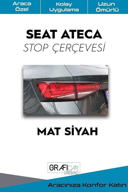 Design Seat Ateca ile Uyumlu Stop Çerçevesi Sticker Mat Siyah Ince Tip, Mat Siyah, STP027-02İ