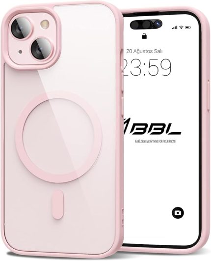 için Kılıf Kamera Korumalı Magsafe Wireless Şarj Özellikli Şeffaf Renkli Kılıf (iPhone 13 Pembe)