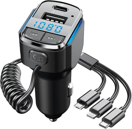 Hytech HY-XCB50 USB 5V 3.1A LED Ekran USB Siyah 3 İn 1 Lightning Type C Micro Usb Hızlı Şarj Kablolu USB Müzik Dinleme ve Hafiza Kartı Müzik Dinleme Özellikli Bluetooth Fm Transmitter