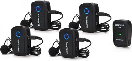 Blink 500 T4 4 Kişilik Kablosuz Yaka Mikrofon Sistemi, 2,4 GHz, 328 ft Menzil, 4 Verici ve 1 Alıcı, 24-Bit Ses, DSLR, Video Kamera, Akıllı Telefon, YouTube, Röportaj, Podcast için