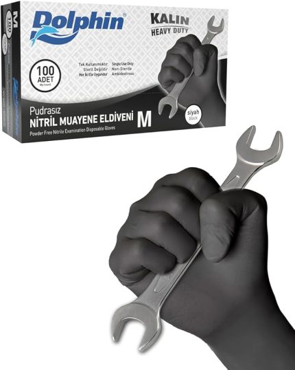 Pudrasız Siyah Nitril Eldiven, M