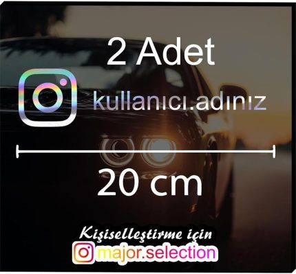 İnstagram Logolu Kullanıcı Adı - 2 Adet 20 Cm - Araç - Motor Sticker Etiketi Folyo Kesim