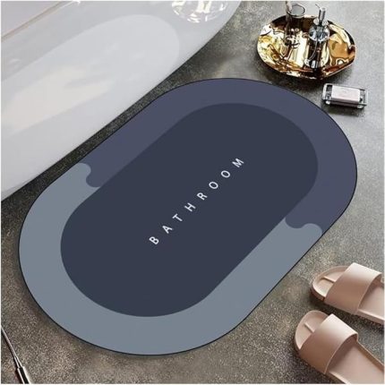 shop Banyo Paspası Süper Su Emici Kaymaz Tabanlı Paspas Banyo Paspası Oval Diatomit Paspas Süper Emici Pas pas Oval (60x39cm) (Mavi)