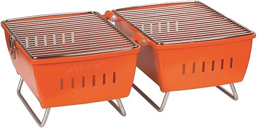 Turuncu PRTK Mangal Taşınabilir Katlanabilir Portatif Çift Taraflı Alüminyum Döküm Kömürlü Outdoor Piknik Tasarım Ödüllü Grill Table Barbekü - Görsel 4