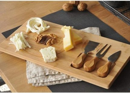 Diğer Bambu Peynir Sunum Tabağı, Meyve Yiyecek Tahta Sunum Tabağı 4 Parça