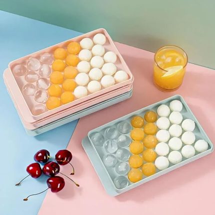 33 Hazne Mavi ve Pembe Renklerde Premium Plastik Buz Kalıbı Yeniden Kullanılabilir Küresel Buz Tray Kokteyller ve Soğuk İçecekler İçin İdeal (Normal, Adet, 1)