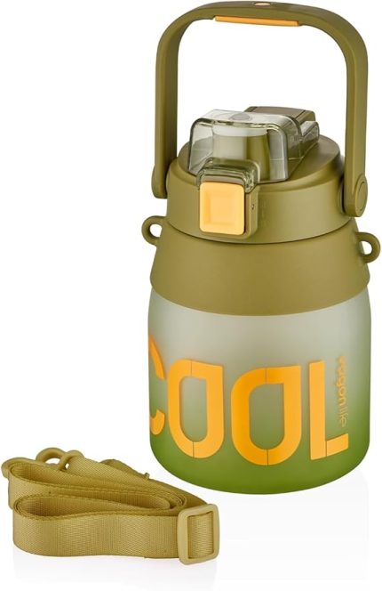 1000ml Askılı Tek Kapak Çift Kullanım Pipetli/Pipetsiz Kullanım SoftTouch Su Matarası