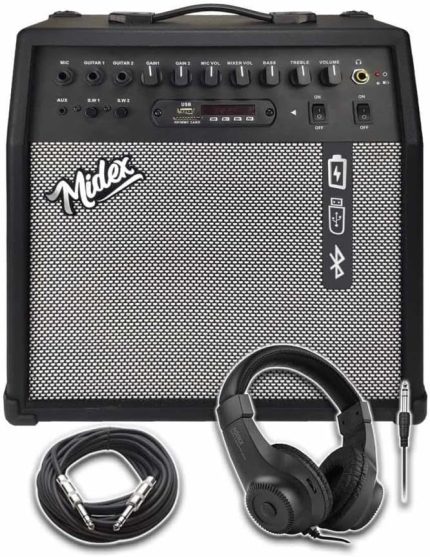 MGA-50HD Elektro Gitar Amfisi 50 Watt USB Bluetooth Şarjlı 4 girişli (Kulaklık ve Kablo Dahil)