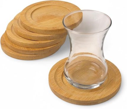 Bambu Yuvarlak Çay Tabağı Bardak Altlığı 6 'lı Set, Dekoratif Bambu Altlık