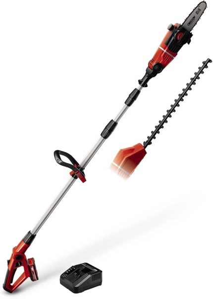 Akülü Çok Fonksiyonlu Budama GE-HC 18 Li T Kit (18V, 3Ah, 2'si 1 arada çit budama makinesi ve motorlu testere, Oregon kılavuz, akü ve şarj cihazı dahildir) - 3410805