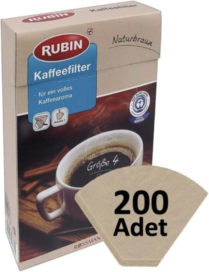 Kahve Filtresi 4 Numara Büyük Boy Naturel Kağıt 200 Adet