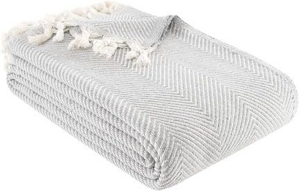 Organik Pamuklu Koltuk Örtüsü Desenli 200x230 Cm Kanepe Çekyat Buldan Bezi Gri