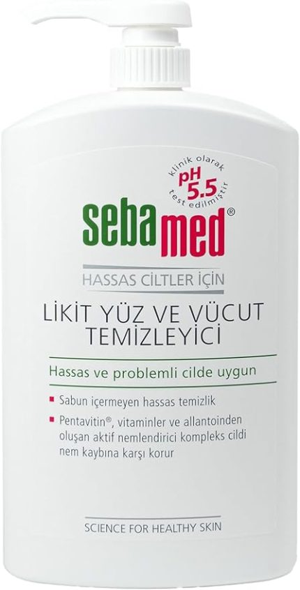 Hassas Ciltler İçin Pentavitin İçerikli Nemlendirici Etkili Yüz ve Vücut Temizleme Jeli 1000 ml