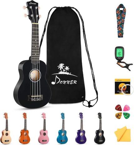 DUS-10N Soprano Ukulele Seti (Siyah)