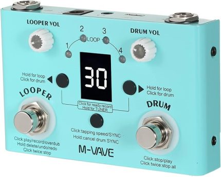 TEMPO Efekt Pedalı Davul ve Looper Efektör 2'si 1 Arada Looper ve Davul Makinesi Çift Ayak Anahtarı Looper Pedal Looper Gitar Pedalı 30 Davul ve 4 Loop Yüksek Hassasiyetli Akort Cihazı
