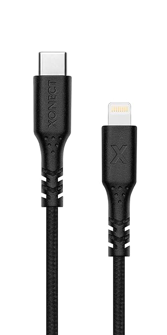 Type-C to Lightning ile Uyumlu iPhone ile Uyumlu Hızlı Şarj ve Data Kablosu 40 cm Hasır Örgülü (Siyah)