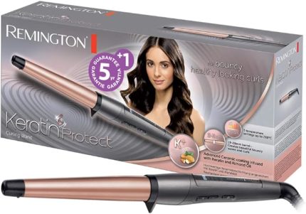 Saç Maşası Keratin Protect , Konik, Yüksek Kaliteli Grip-Tech Seramik Kaplama, Gri/Pembe Altın, Ci83V6