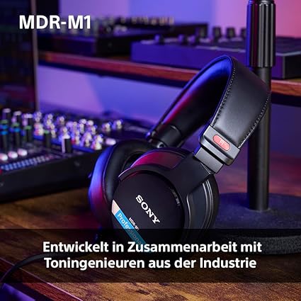 MDR-M1 Studio Kapalı Arka Kulaklık - Kablolu, Ultra Geniş Bant Oynatma (5Hz-80kHz), Stüdyo Kaydı ve Karıştırma için İdeal, Hafif Tasarım (216g), 2 Çıkarılabilir Kablo içerir, Siyah - Görsel 5