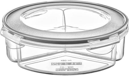 3 Bölmeli Sızdırmaz Contalı Kilitli Kapaklı 1,35 Litre yuvarlak Erzak Saklama Kabı LC-500