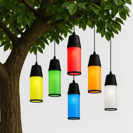 Ağaç Feneri 6'lı Set – 6 Renk – IP54 Suya Dayanıklı Dış Mekan Dekoratif Aydınlatma – E27 Duylu – Ampul Hariç – Bahçe, Ağaç, Teras, Etkinlik