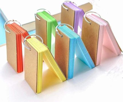Flash Kartlar, 6'lı Paket 300 Revizyon, 5,5 x 9 cm, Halka Üzerinde Boş Bilgi Kartları, CARD_STOCK, 300 Yaprak