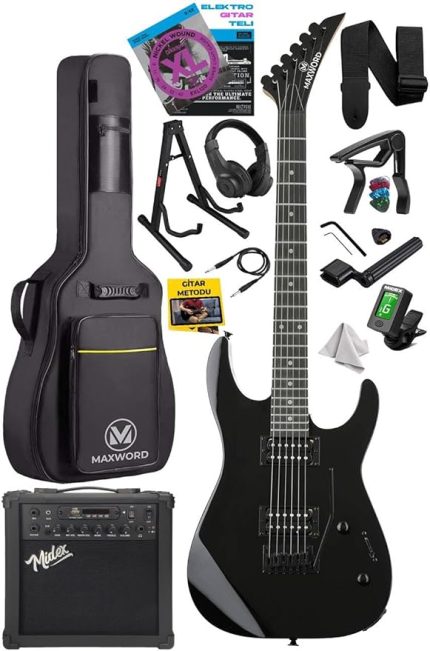 Grade-25AMP Black Rosewood Yüksek Kalite 25W Amfili Elektro Gitar