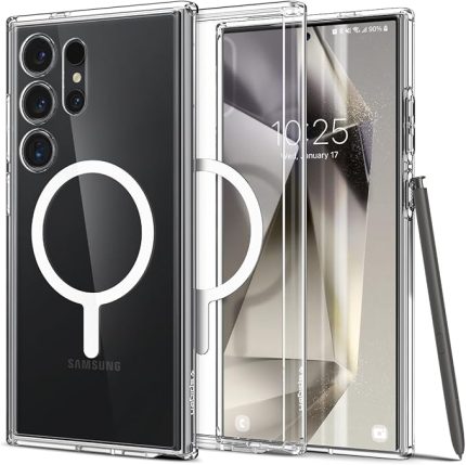 Galaxy S24 Ultra ile Uyumlu Magnet Kılıf Ultra Hybrid Mag Fit Sararmaya Dayanıklı Tasarım Siyah Şeffaf Kapak - ACS07297 (Spigen TR Garantili)