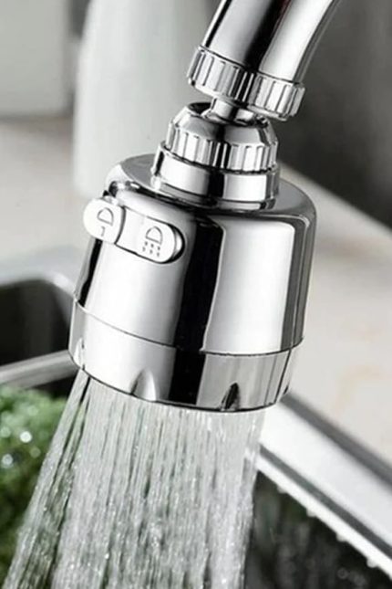 Krom 3 Fonksiyonlu Mutfak Lavabo Başlığı 360 Derece Döner Musluk Ucu Tasarruflu 1410
