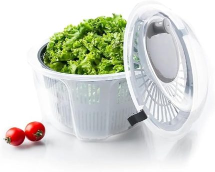 Home Pratik Salata Kurutucu – Çevirmeli Sebze & Marul Kurutma Kabı, 4,5 L Manuel Dönerli Yıkama ve Kurutma Leğeni, Suyu Ayıran Çok Fonksiyonlu Spinner