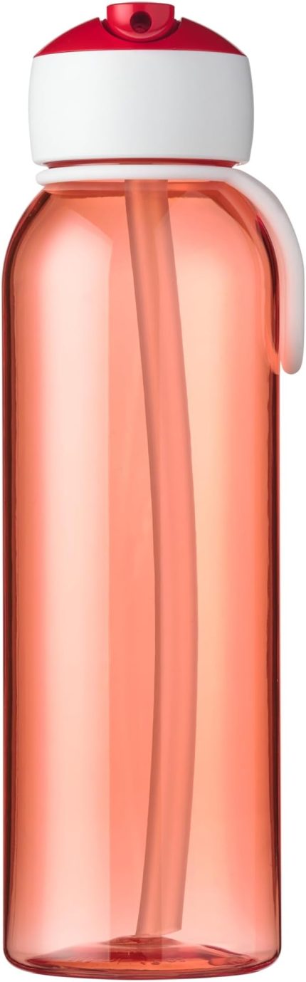 - Flip-Up Campus su şişesi, okul ve yolculuk için sızdırmaz içecek şişesi, şeffaf bardak, BPA içermez ve bulaşık makinesinde yıkanabilir, 500 ml, kırmızı