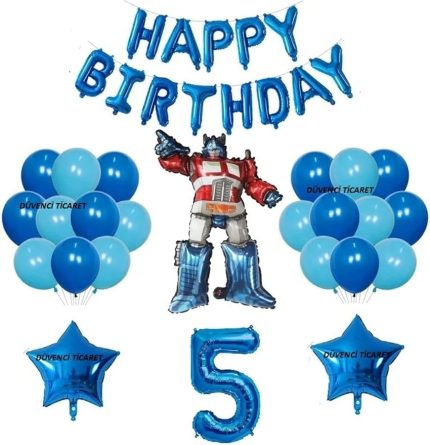 Transformers Balon Doğum Günü Yaş Balon Seti, 5 53667754454