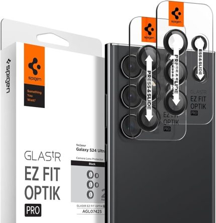 Galaxy S24 Ultra ile Uyumlu Kolay Kurulum Kamera Lens Camı Koruyucu GLAS.tR EZ Fit Optik Pro (2 Adet) Siyah - AGL07425 (Spigen TR Garantili)